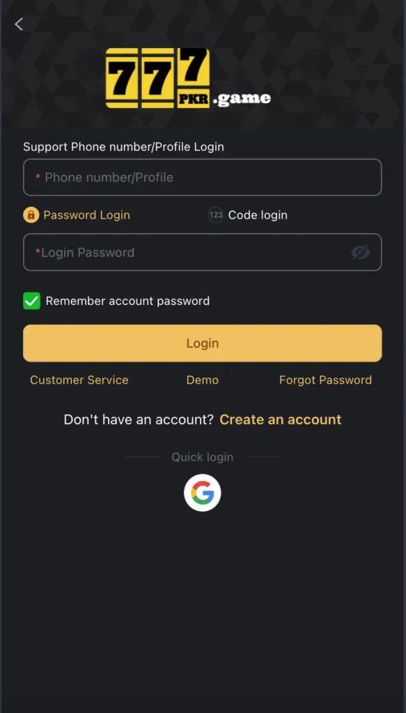 777pkr login process